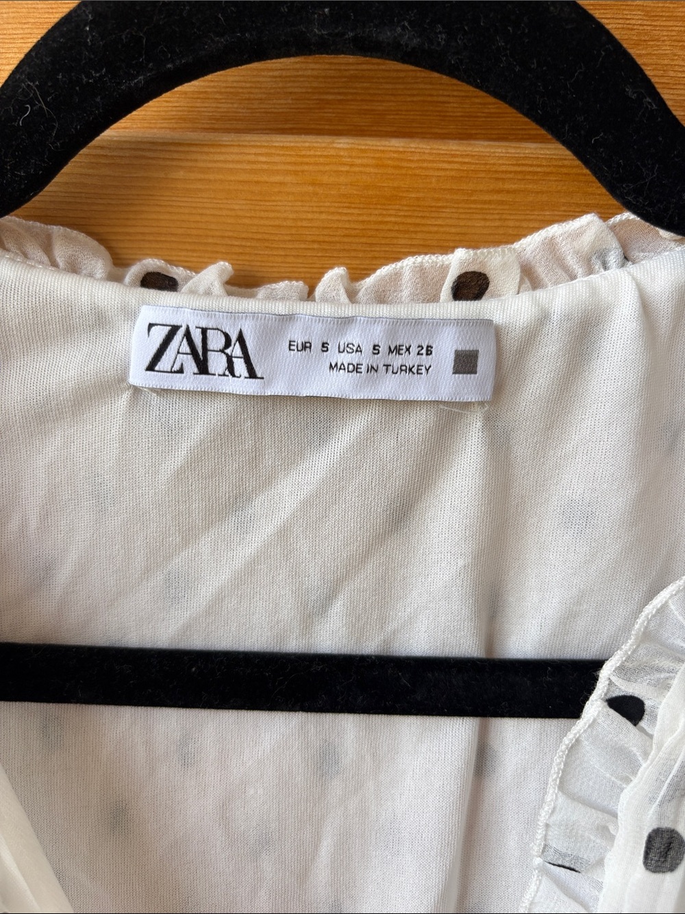 Zara White Long-Sleeve Polka Dot Mini Dress - Picture 3 of 6